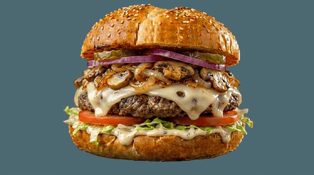 Mushroom Swiss Burger.