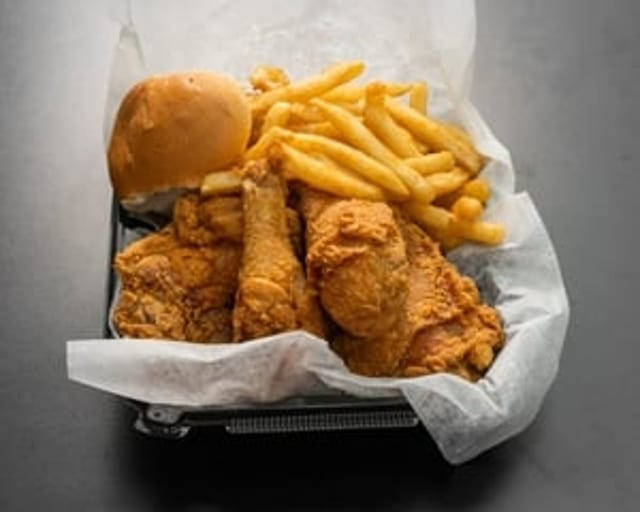 Chicken Mix (Legs & Thighs) with Fries & Can of Soda.